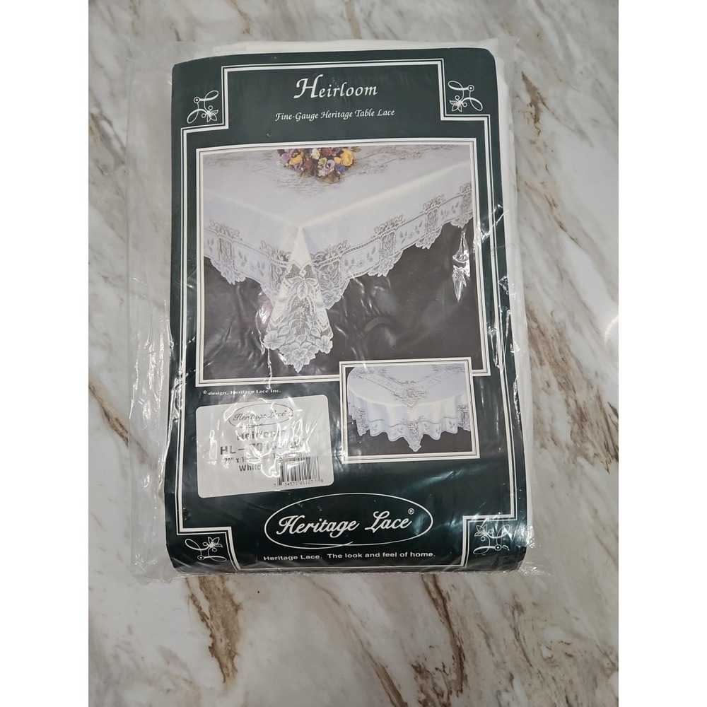 Heritage Lace HL-70108RW 70 x 108 in. White Heirloom‎ Tablecloth Fine Gauge